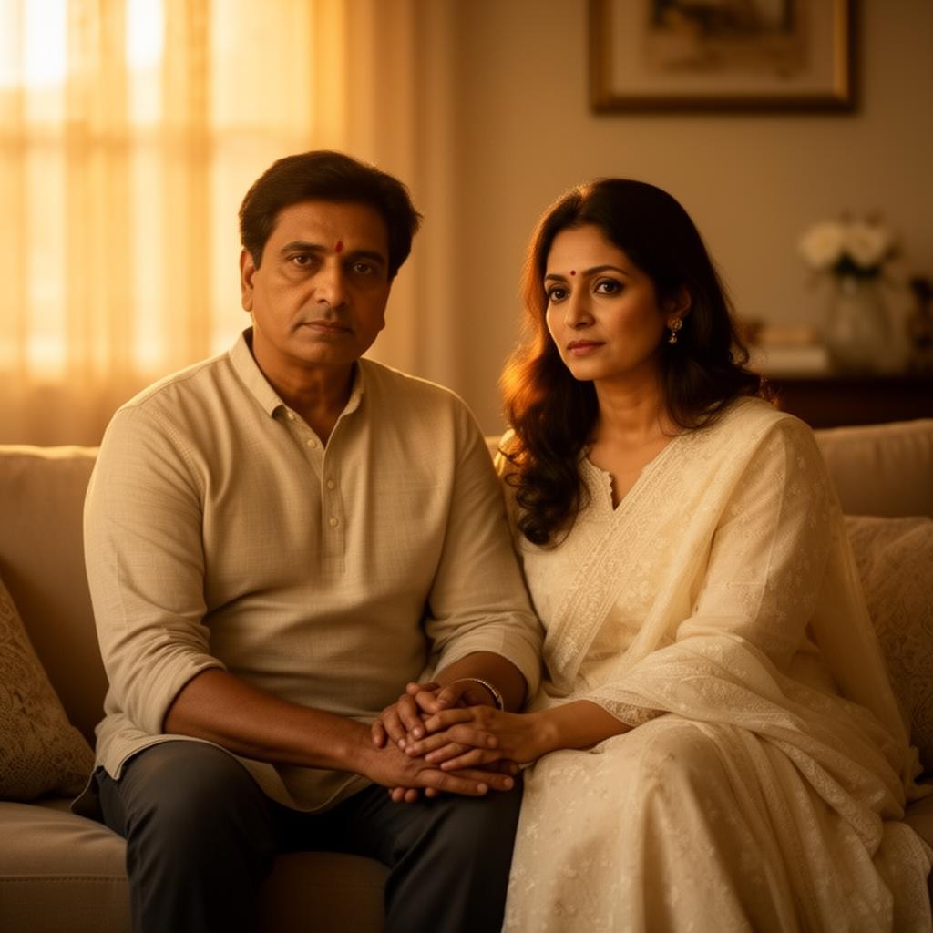 Couple sitting together in warm evening light